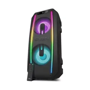 Портативная колонка SVEN PS-740 черная — 100 Вт, Bluetooth TWS, FM, USB, microSD, LED-дисплей, 4400 мА·ч