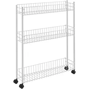 Стеллаж на колесах Metaltex FINO-3 3 уровня из нержавеющей стали 58×16×72 см для узких мест
