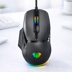 Mouse AULA F815 RGB Gaming Mouse 12800dpi with 7 Buttons Black