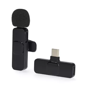 Bezvadu uzlādējams USB-C lavalier mikrofons Nedis MICW110BK