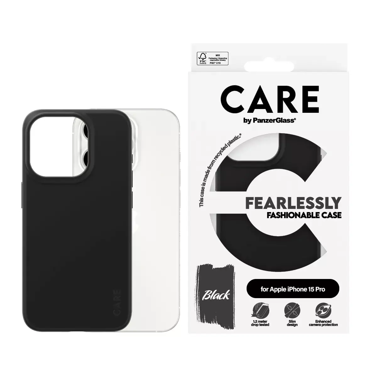 Cover PanzerGlass CARE by Fashionable Case Black iPhone 15 Pro Photo 2