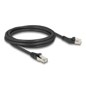 Network Cable DeLOCK RJ45 Cat.6A 45° Left Angled to Straight 2m Black