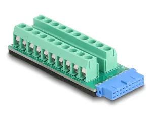 Переходник-адаптер DELOCK 67191 — USB header 19-контактный на клеммную колодку 20-контактная, черно-зелёный