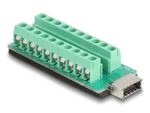 Переходник DELOCK 67189 — USB Type‑E Key A на 20‑контактный клеммный блок, черно‑зелёный