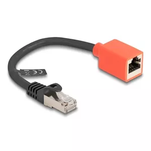 Network Cable DeLOCK RJ45 Device Protection Adapter Cat.6A S/FTP 20 cm Black Red
