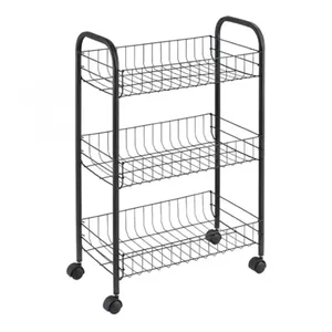 Тележка-стеллаж METALTEX Lava Lugano 3 уровня нержавеющая сталь на колесах 41x23x63 см черная