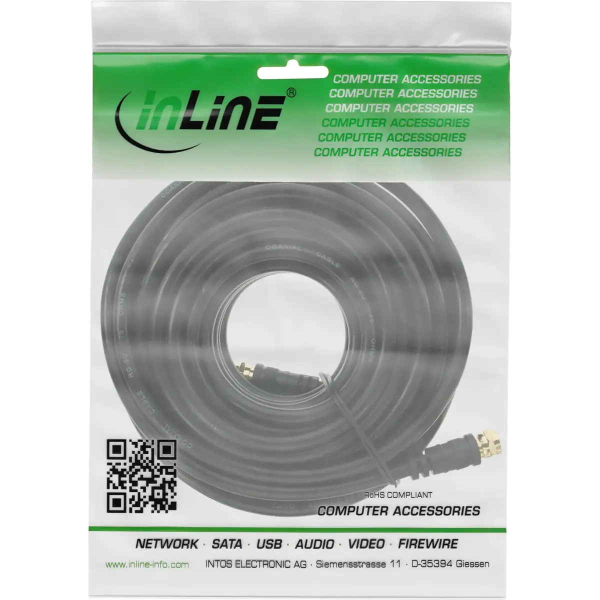 InLine SAT Kabeļi Premium 10m F-tipa melns Photo 2