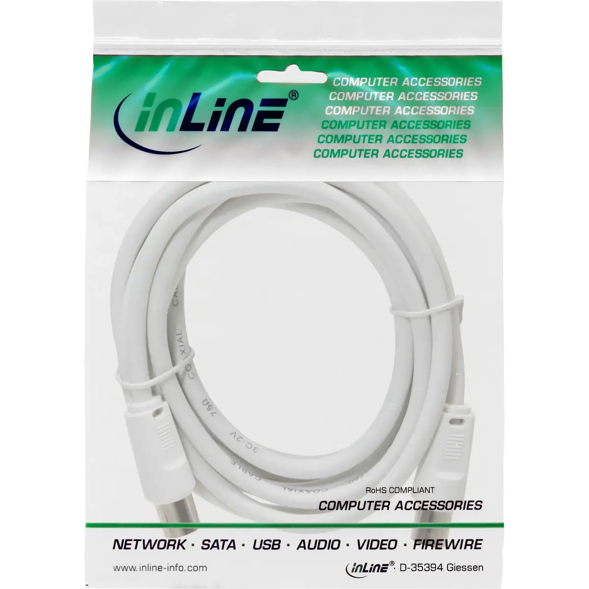 InLine Antenna Cable 7m F-type White Photo 2
