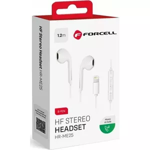 In‑ear austiņas FORCELL priekš Apple iPhone Lightning 8‑pin baltas HR‑ME25