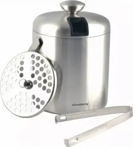 Ice Bucket Klausberg KB-7579 with Tongs, 1.3 L Capacity, Stainless-Steel Finish