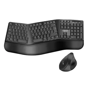 LOGILINK ID0211 pilna izmēra (100%) bezvadu RF klaviatūra ar QWERTZ vācu izkārtojumu, melna, peles komplektā