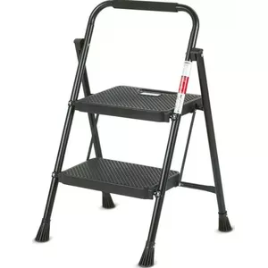 Household two-step ladder LAMART LT8096, steel, dimensions 46.5×40.1×45.6×78.1 cm, max load 150 kg, black