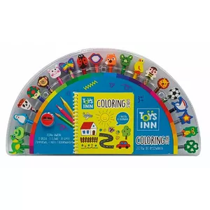 Crayons with erasers and coloring book - Stnux STN8844, wax crayons set with built-in erasers