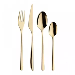 Galda piederumu komplekts Pintinox Florence Sunshine IT6526L07091 — 24 gab., nerūsējošais tērauds 18/10, zelta krāsa, biezums 3 mm