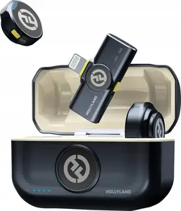 Nošu mikrofons Hollyland Lark M2 Lightning Duo — bezvadu piespraužams komplekts ar Lightning izeju, divi raidītāji, Charcoal