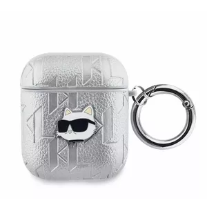 Protective PU embossed Choupette head case for AirPods 1/2 by Karl Lagerfeld — Silver
