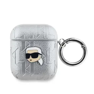 Protective PU embossed Karl Head case for Apple AirPods (1/2) — Karl Lagerfeld, Silver