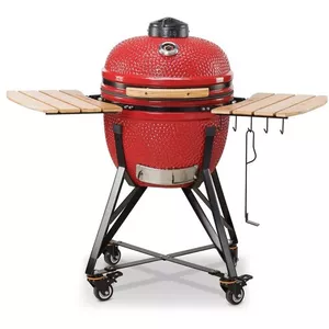 Kamado Bono Limited 25 collu keramiskais ogļu grils, mucas tipa, sarkans