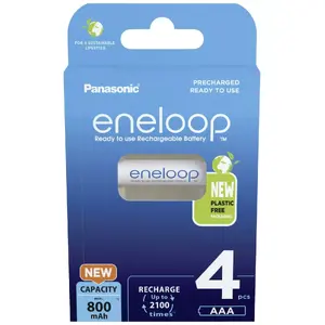 Перезаряжаемые батареи AAA Ni‑MH Panasonic eneloop BK‑4MCDE/4BE, 800 мА·ч, упаковка 4 шт.