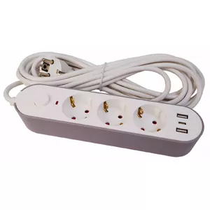 Сетевой удлинитель BESK 9130858 — 3 розетки, 2 USB Type-C, кабель 5 м