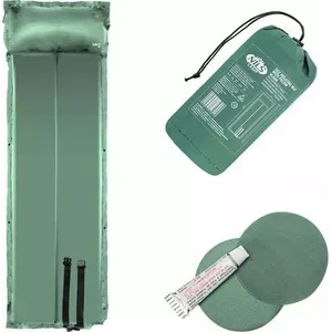 Self-Inflating Sleeping Mat Nils Extreme NC4008 — green, compact camping pad