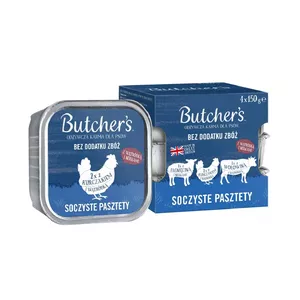 Влажный корм для собак butcher's BUTCHER'S Original Mix Juicy Pates 4 x 150 г — смешанные паштеты, без злаков, без глютена