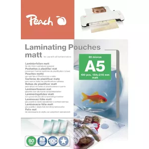 Laminator Pouch Peach S-PP580-30 A5 100 pcs Transparent Matt