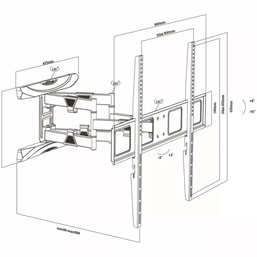 TV sienas stiprinājums MACLEAN MC-423 43–100" 80 kg Photo 3