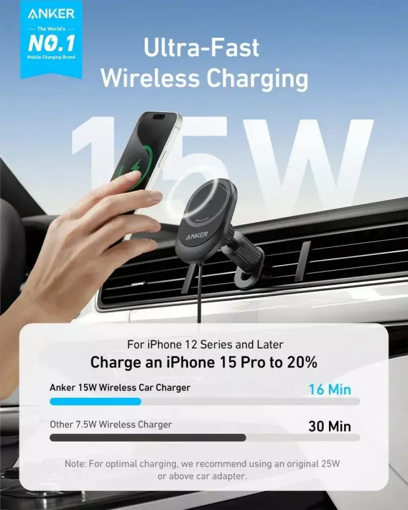 Anker MagGo 15W magnētiska automašīnas lādētāja Photo 3