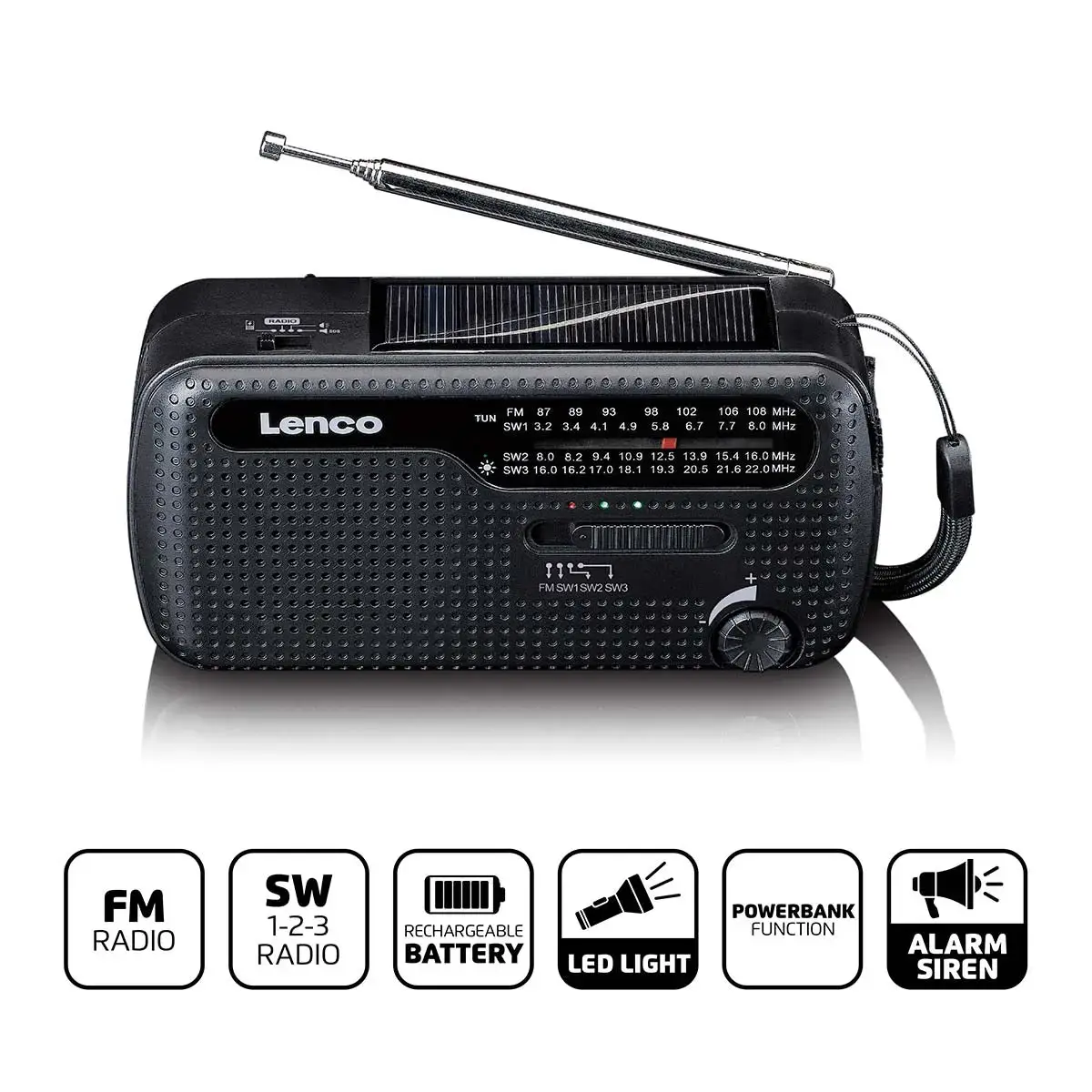 Lenco MCR-113BK Portatīvais avārijas radio Photo 10