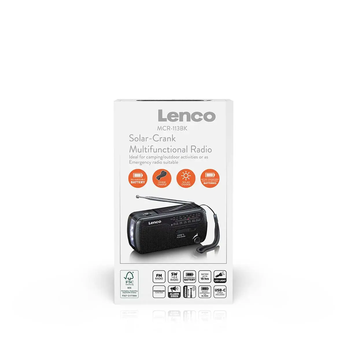 Lenco MCR-113BK Portatīvais avārijas radio Photo 11