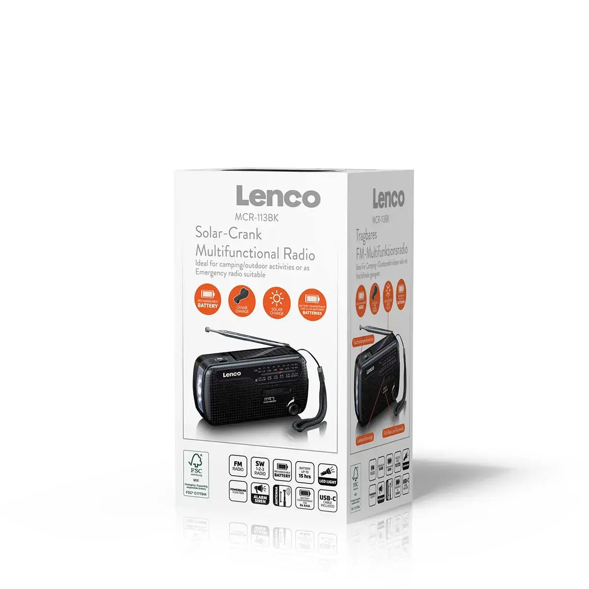 Lenco MCR-113BK Portatīvais avārijas radio Photo 12