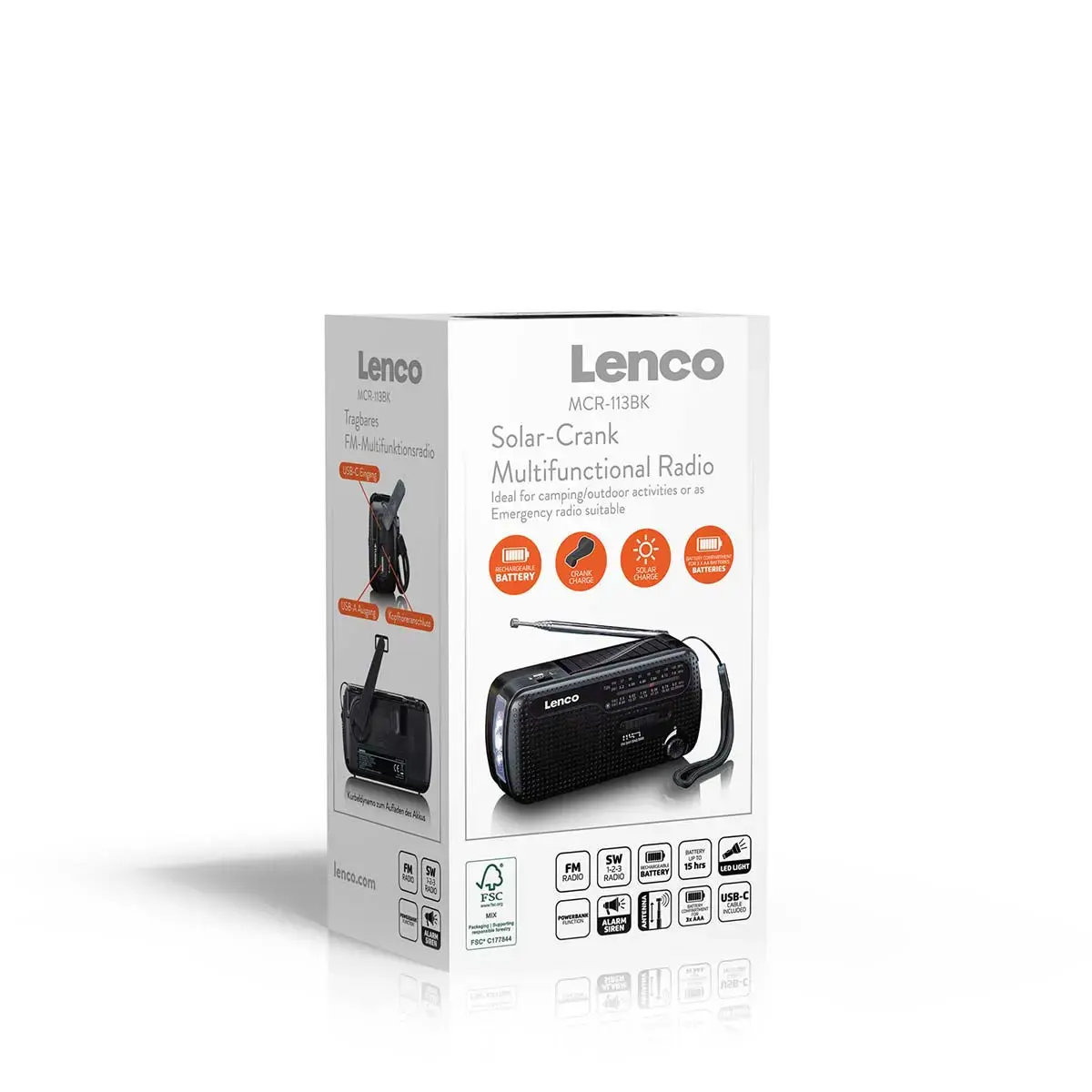 Lenco MCR-113BK Portatīvais avārijas radio Photo 13