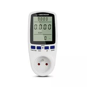 Power consumption meter ESPERANZA ELA103 with LCD display — 16 A, 3680 W, 230 V, 50–60 Hz