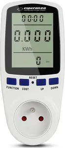 Power consumption meter ESPERANZA ELA103 with LCD display — 16 A, 3680 W, 230 V, 50–60 Hz