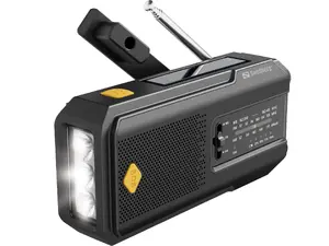 Sandberg Survivor Radio All-in-1 2000 Portable Emergency Radio AM and FM 3 W Black with Built-in Speaker and Battery Power Source