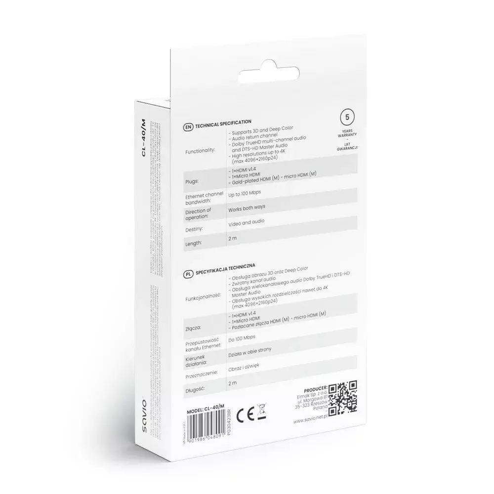 SAVIO CL-40M Micro HDMI uz HDMI 2 m kabelis Photo 3