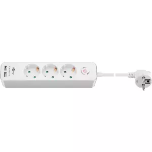 Goobay 3-розеточная удлинитель с выключателем и USB 1.5м Кабель Тип F
