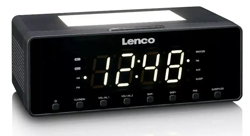 Lenco CR540BK pulkstenis-radio — FM modinātājs ar USB Photo 2