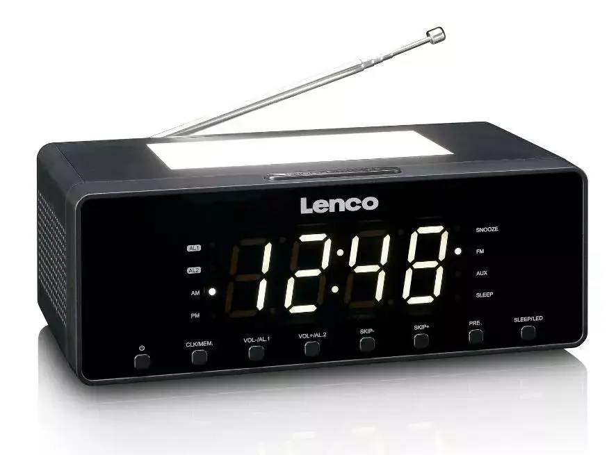 Lenco CR540BK pulkstenis-radio — FM modinātājs ar USB Photo 3