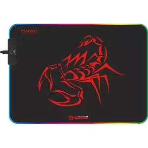 Gaming mouse pad Marvo MG08 — microfibre, 350×250 mm, stitched edges, RGB backlight (red/green/blue), USB powered