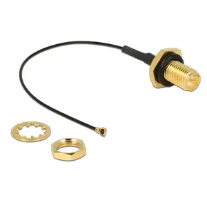 Coaxial Cable DeLOCK 12464 0.1m RP-SMA MHF IV HSC MXHP32 Black