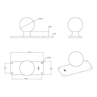 RAM Mounts Ball Base 1.5" x 4.5" 4-Hole Pattern Photo 2
