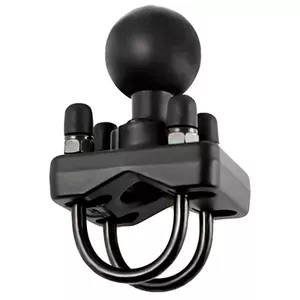 RAM Mounts Double U-Bolt Ball Base for 1" - 1.25" Rails, Ball diameter: 3.81 cm, Aluminium, Black