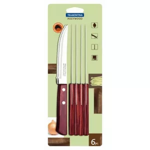 Cutlery set Tramontina POLYWOOD knives 6 pcs — blade length 12.5 cm, stainless steel, POLYWOOD handles