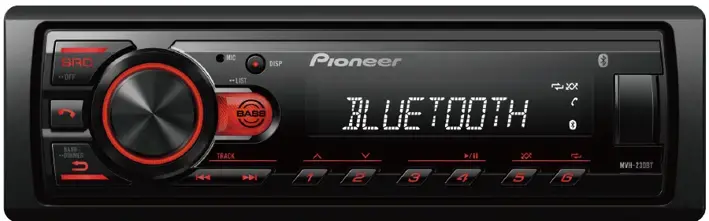 Pioneer MVH-230BT Automašīnas multivides uztvērējs Melns