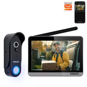 Video durvju telefons Evolveo W7 bezvadu Wi‑Fi monitors melns‑sudraba
