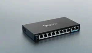 Reolink Nevadāms 8 portu PoE pārslēdzējs RLA-PS1 — Gigabit (10/100/1000), 120W, 1U tikai rūtei