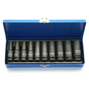 Socket set Adler 1/2" long sockets 10 pcs in metal case