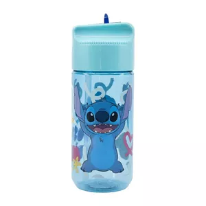 Kids water bottle with straw Stor 75036 430 ml Stitch Palms (blue)